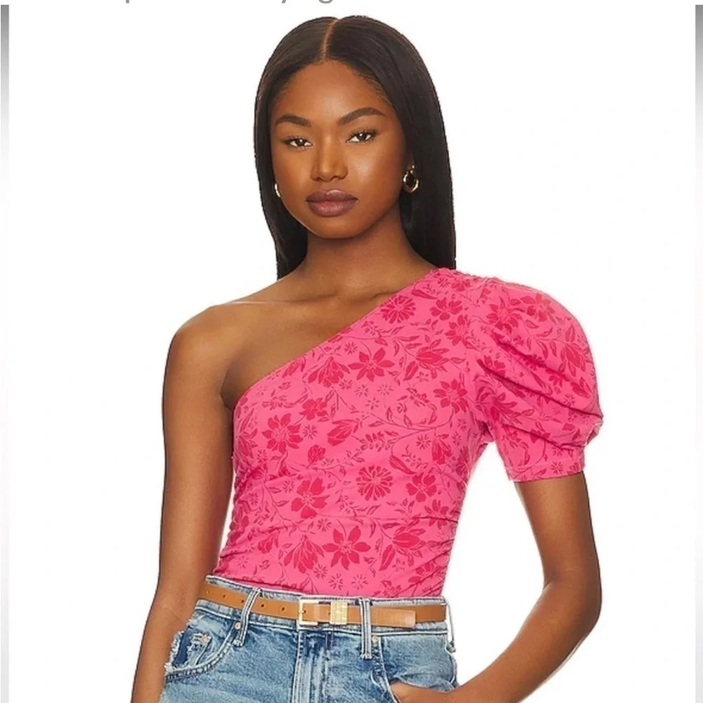 FREE PEOPLE Somethin' Bout You Bodysuit in Hot Pink Combo